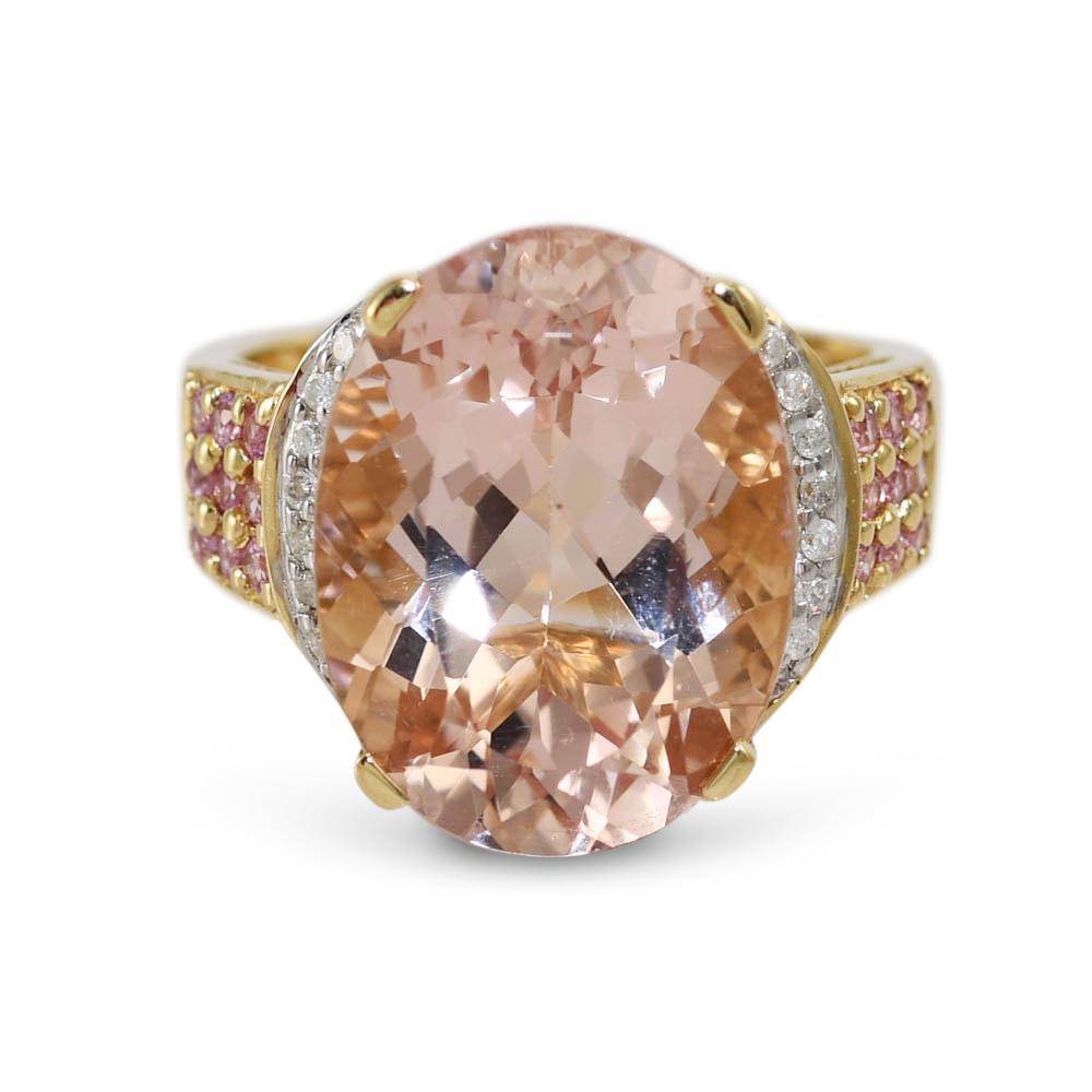 14K Yellow Gold Morganite Ring, 5.8g For Sale 3