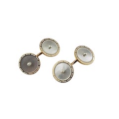 14K Yellow Gold Mother of Pearl Cufflinks #17073