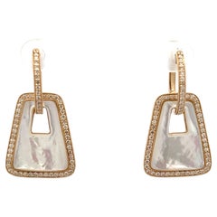 14k Yellow Gold Mother of Pearl Dangle Earrings Set