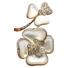 14K Gelbgold Perlmutt & Diamant Ring - 0.64CT G/VS2