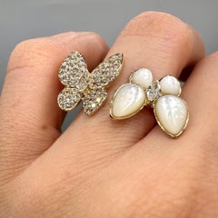 14K Gelbgold Perlmutt & Diamant Ring - 0.85CT G/VS2