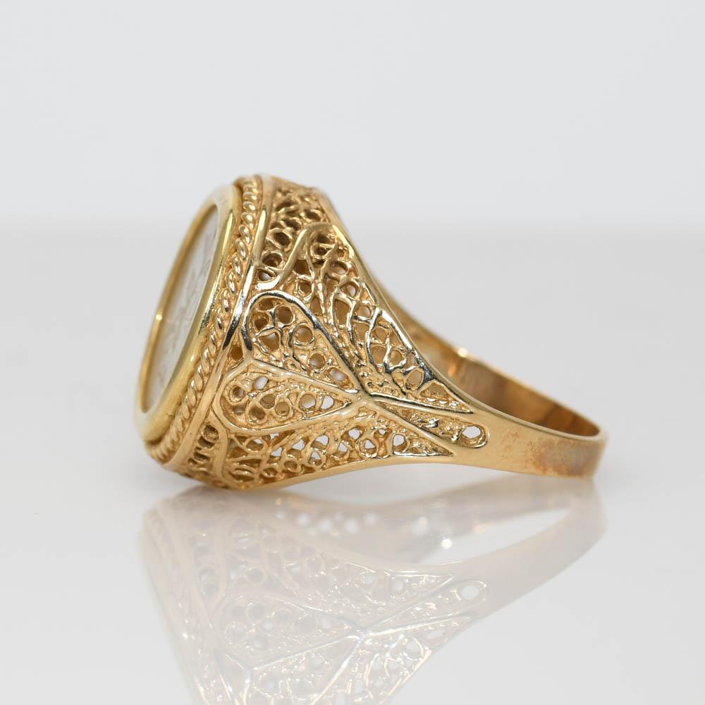 Ring aus 14 Karat Gelbgold mit Perlmutt, 5.6 Karat 1