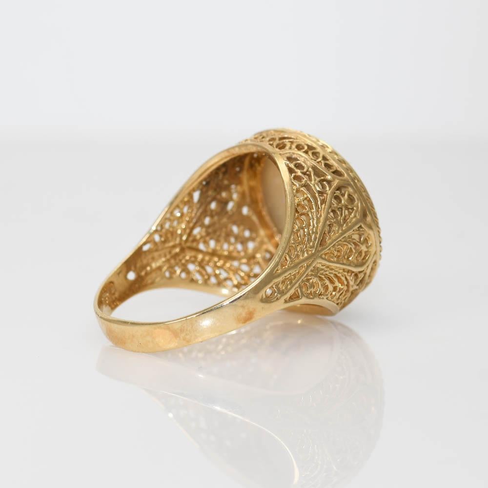 Ring aus 14 Karat Gelbgold mit Perlmutt, 5.6 Karat 3