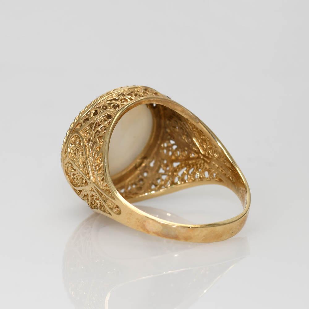 Ring aus 14 Karat Gelbgold mit Perlmutt, 5.6 Karat 5
