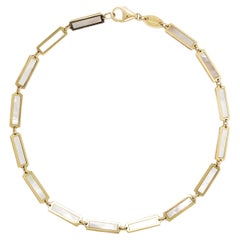 Bracelet à barrettes en or jaune 14k et nacre