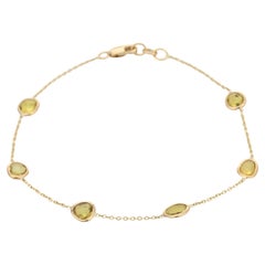 14k Yellow Gold Mounted Delicate Yellow Sapphire Stacking Chain Bracelet
