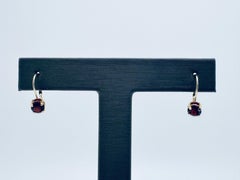 14K Yellow Gold Mozambique Garnet Hoop Earrings