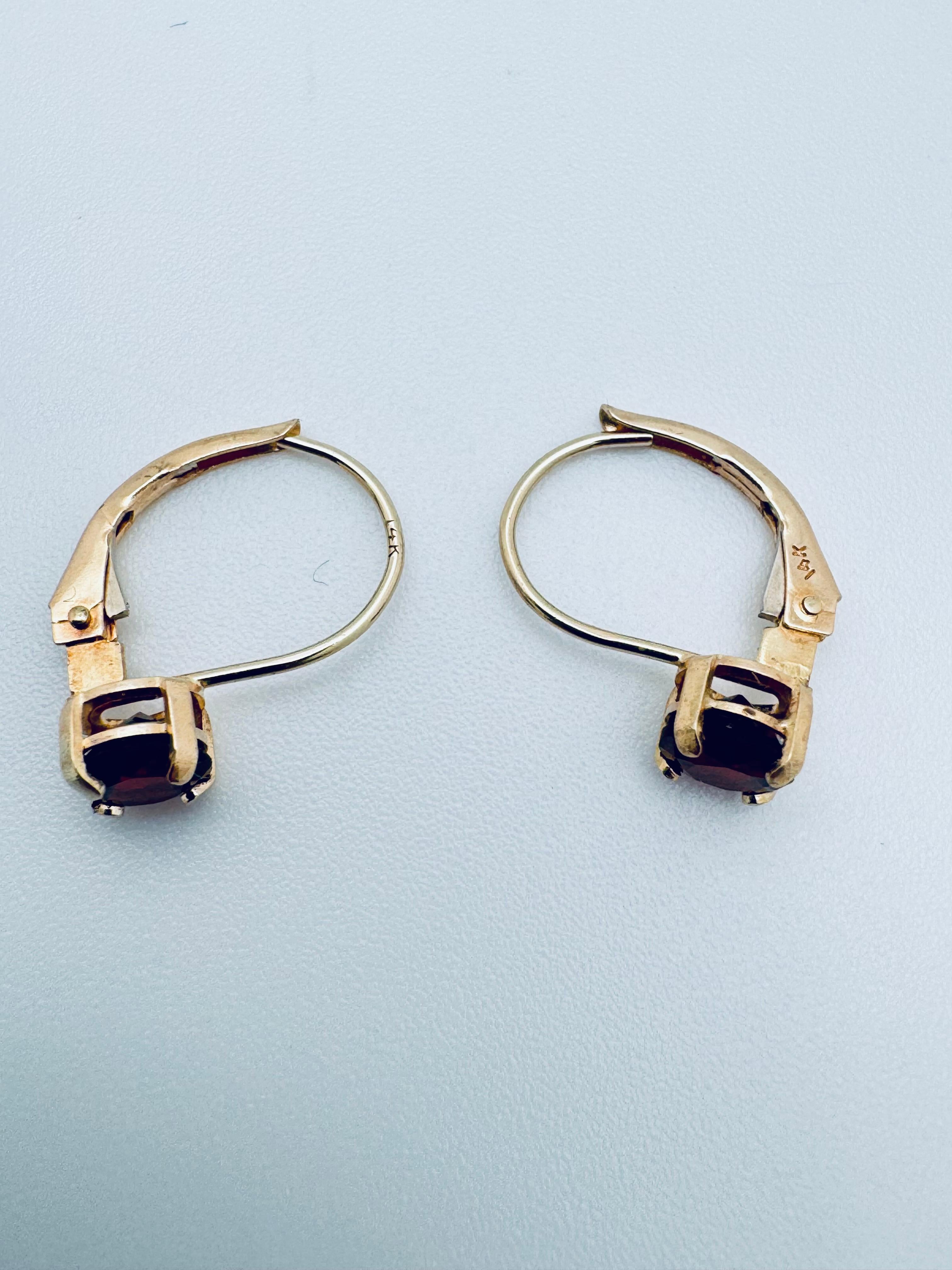 Donna Orecchini a cerchio in oro giallo 14K con granato del Mozambico in vendita