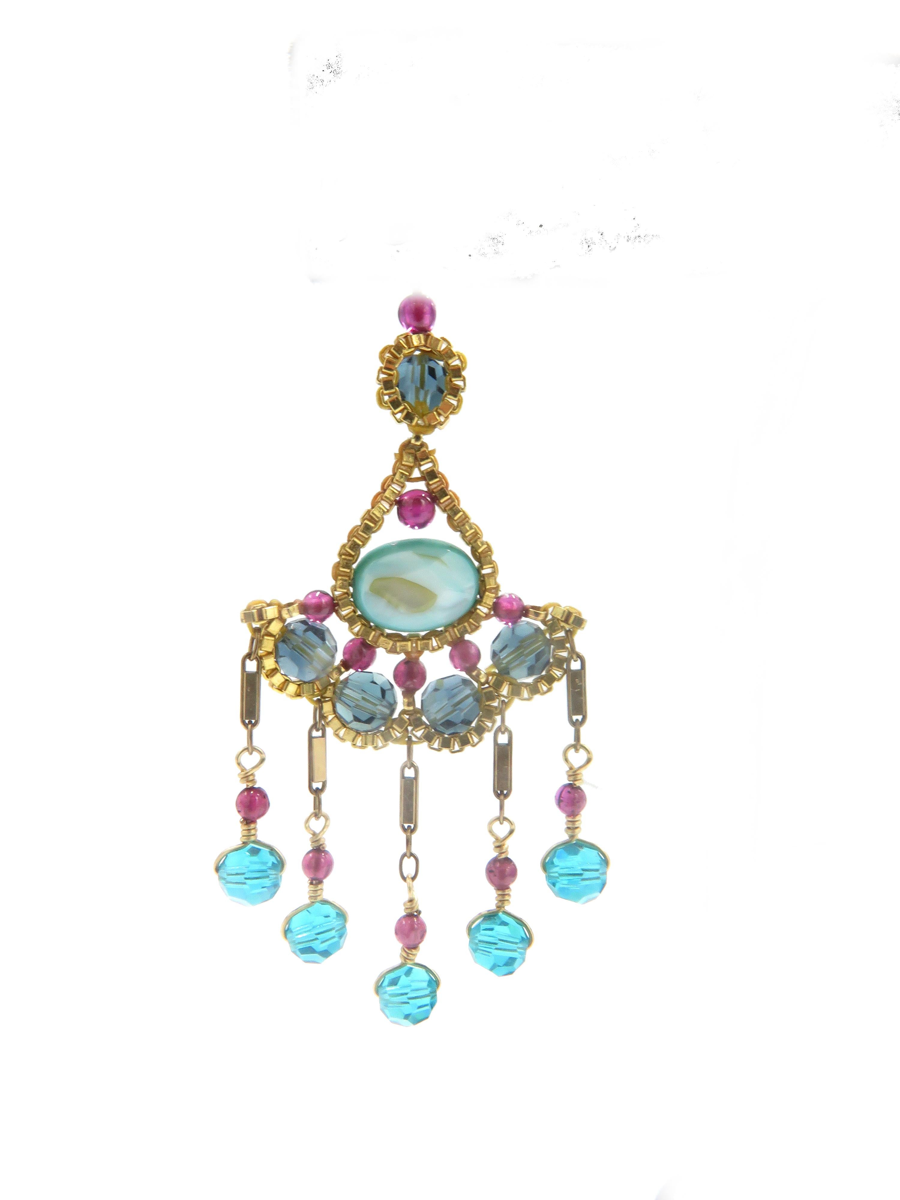 14 Karat Yellow Gold Multi-Beaded Strand Earrings In Excellent Condition For Sale In West Palm Beach, FL