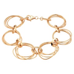 14K Gelbgold Multi Circle One Inch Breites Gliederarmband