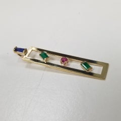 14 Karat Yellow Gold Multi-Color Gemstone Pendant