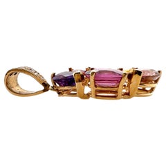 14k Yellow Gold Multi-Color Tourmaline Pendant with Diamonds
