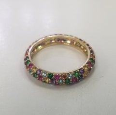 Oro giallo 14K  Anello dell'eternità con pietre preziose multicolori da 2,50 carati.