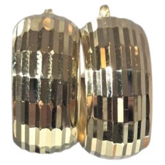 14K Yellow Gold Multi-Faceted Wide Hoop Earrings #25095