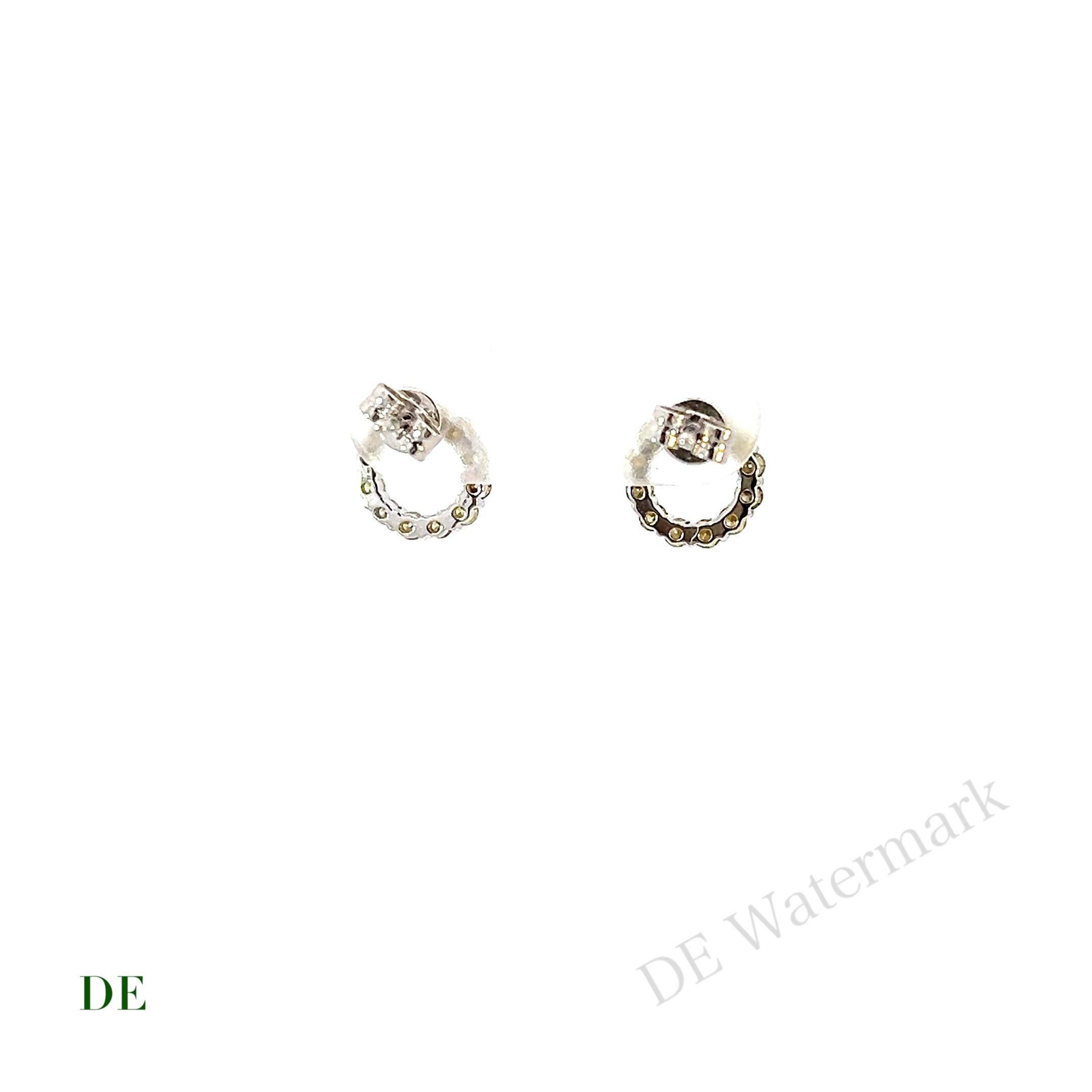 Round Cut 14k Yellow Gold Multi Fancy Color .49 Carat Diamond Round Earring Stud For Sale