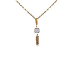 14K Yellow Gold Multi-Gem and Diamond Two-Stone Drop Necklace - Made in Italy