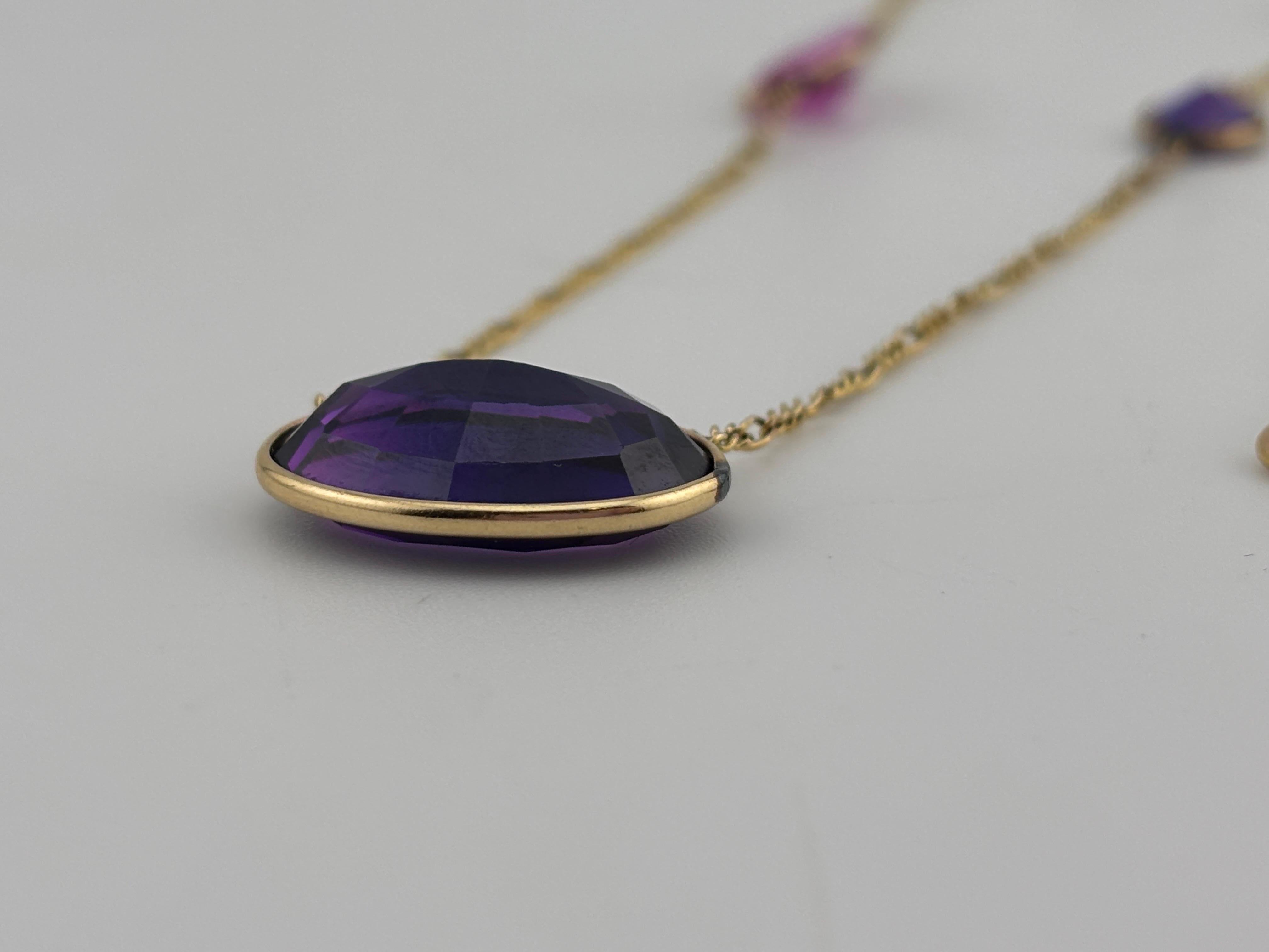 14k Yellow Gold Multi Gem Necklace For Sale 2