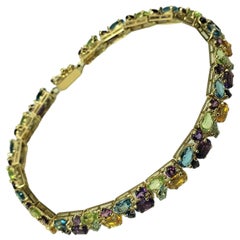 14K Yellow Gold Multi Gemstone Bracelet #16347