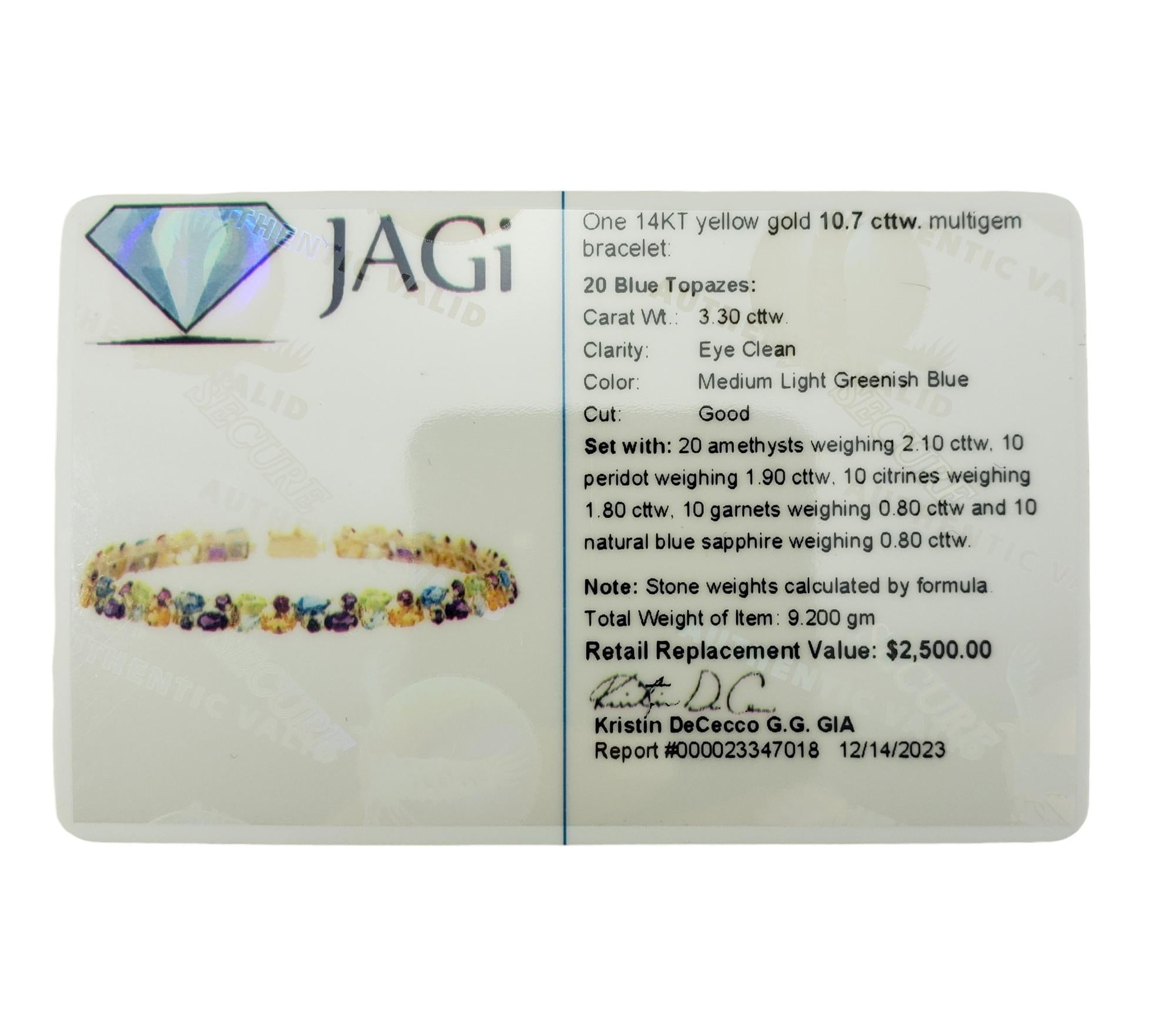 14K Yellow Gold Multi Gemstone Bracelet #16347 4