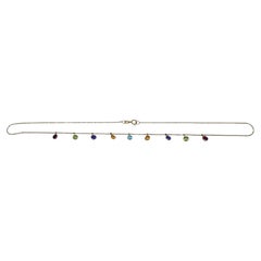 14K Yellow Gold Multi-Gemstone Dangle Necklace