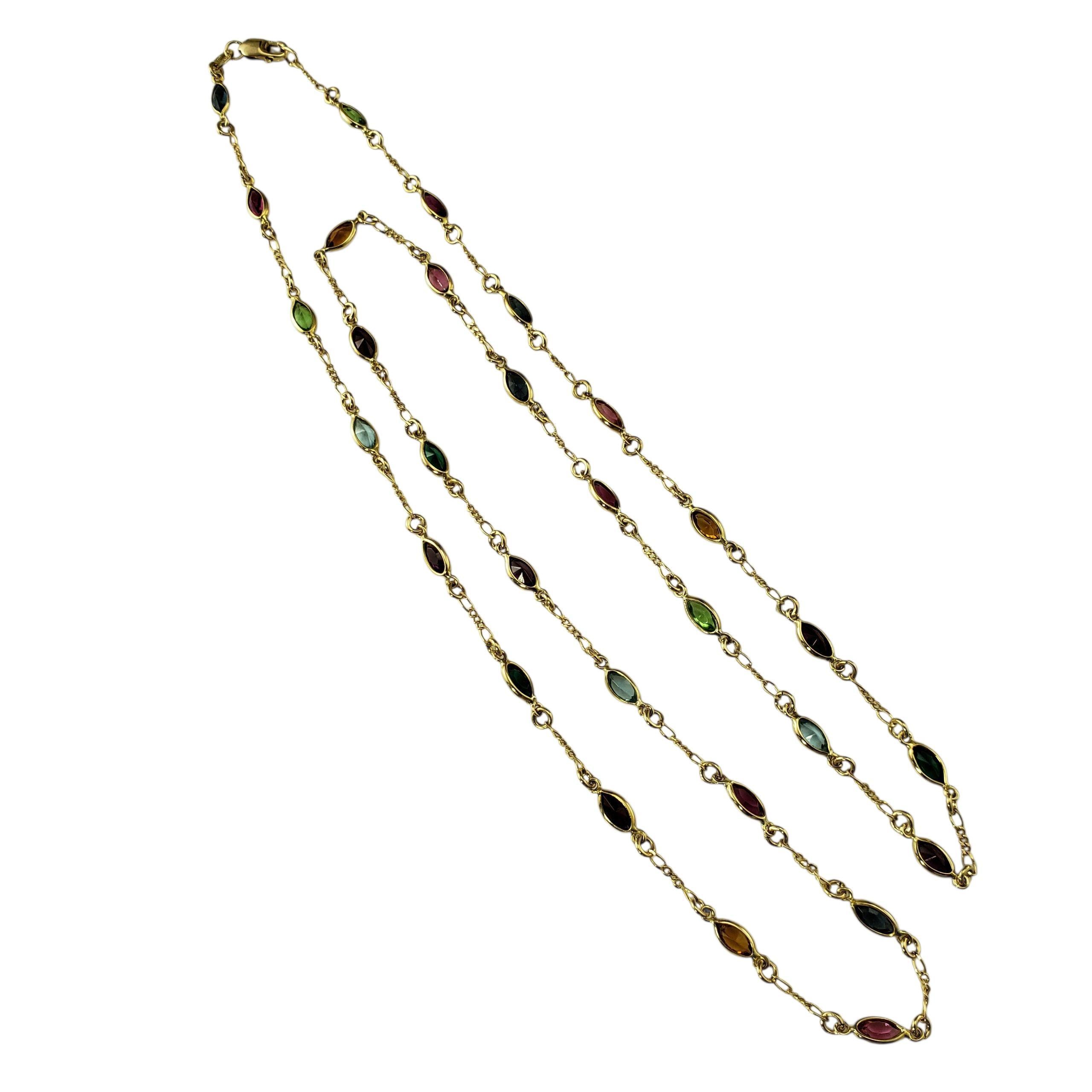 De las mujeres Collar de Oro Amarillo de 14K con Múltiples Piedras Preciosas 24