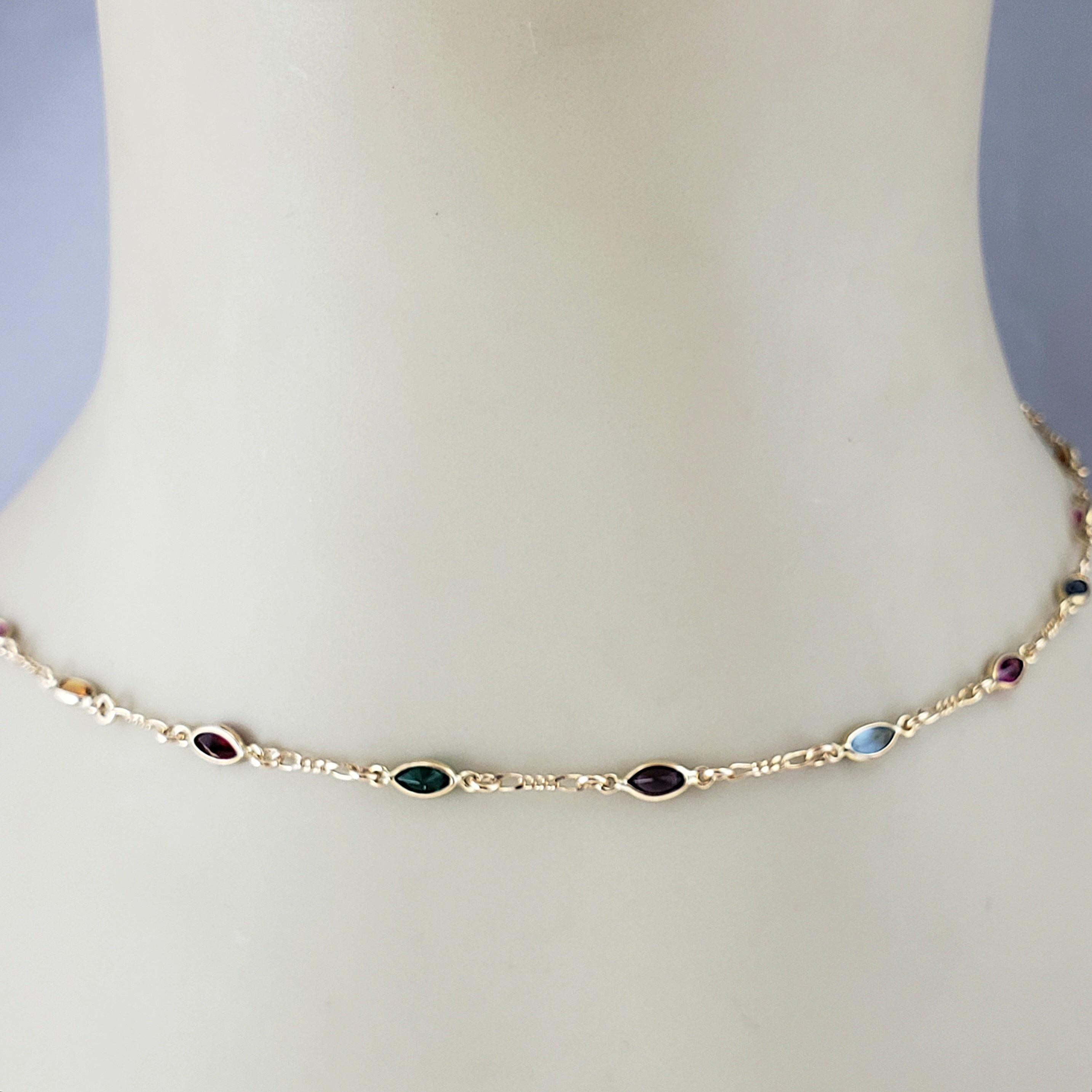 Collar de Oro Amarillo de 14K con Múltiples Piedras Preciosas 24
