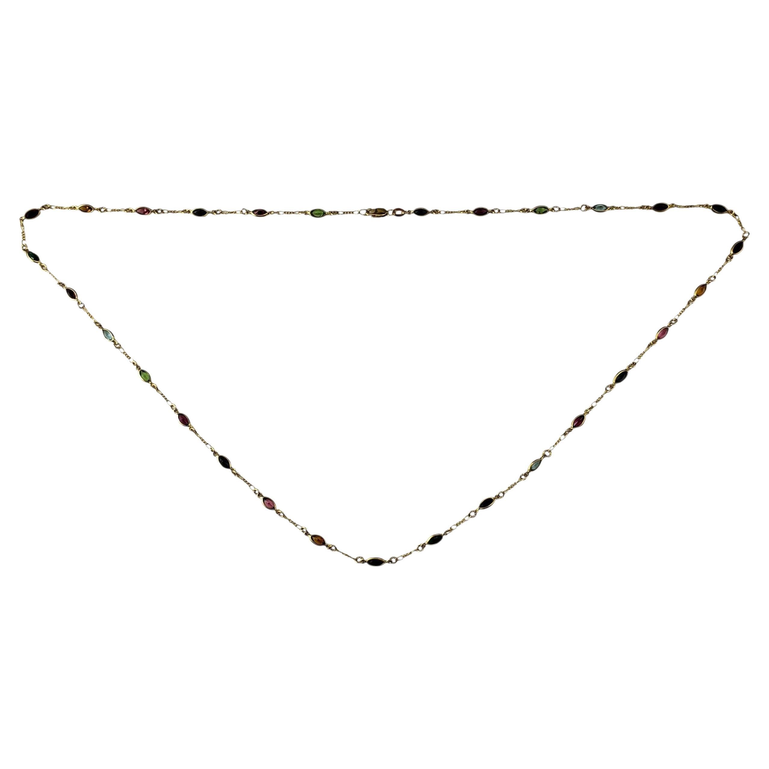 Collar de Oro Amarillo de 14K con Múltiples Piedras Preciosas 24" #22448 en venta