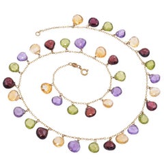 14k Yellow Gold Multi Gemstone Necklace