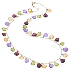 14k Yellow Gold Multi Gemstone Necklace