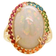 14K Yellow Gold Multi Gemstone Opal Ring