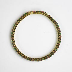 14K Yellow Gold Multi-Gemstone Tennis Bracelet 11.3g