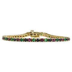 14K Gelbgold Mehrstein-Tennisarmband 11,3 g