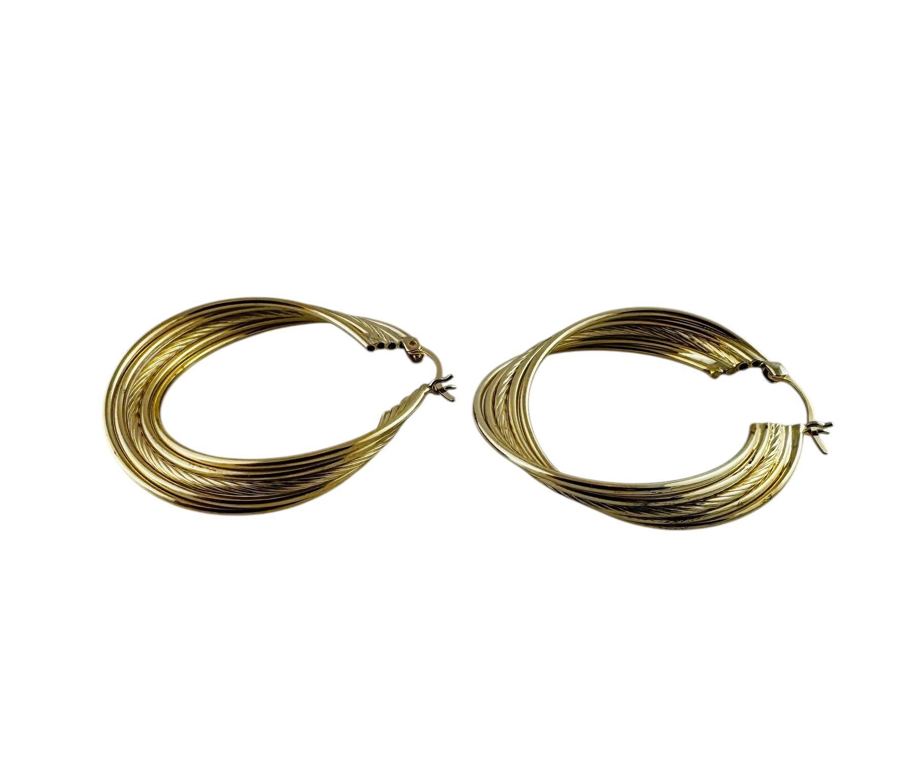 14K Yellow Multi Hoop Large Earrings

These beautiful earrings will truly stand out! 5 strands of overlapping gold create a beautiful twisted hoop earring.

Stamped MW 14K

6.49 g / 4.17 dwt

Measurements: 41.2 mm x 35.4 mm x 1.5 mm

Very good