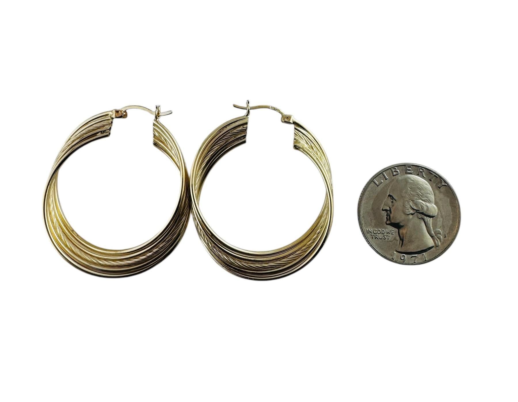 14K Yellow Gold Multi Hoop Large Earrings #20675 For Sale 3