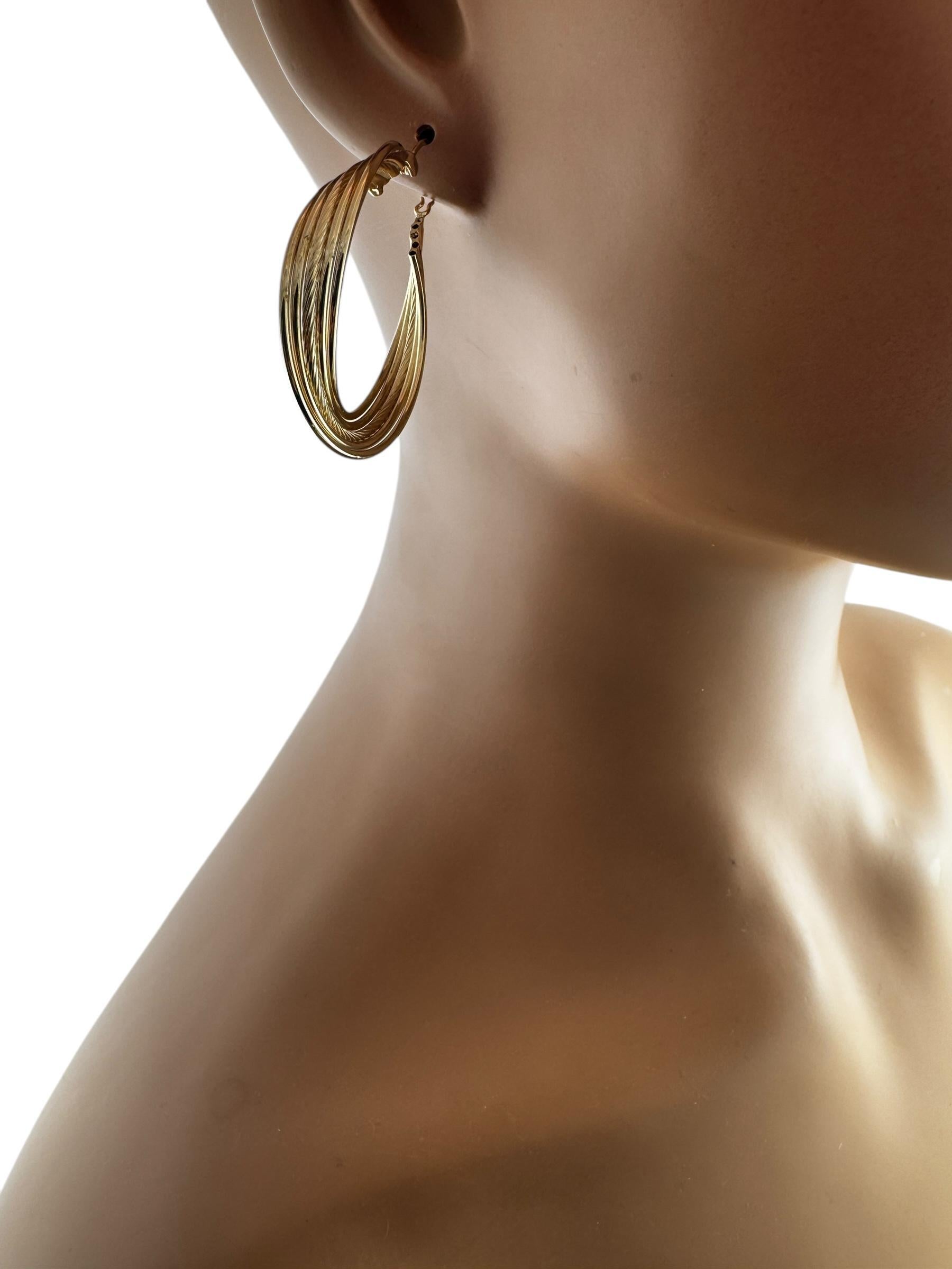 14K Yellow Gold Multi Hoop Large Earrings #20675 For Sale 4