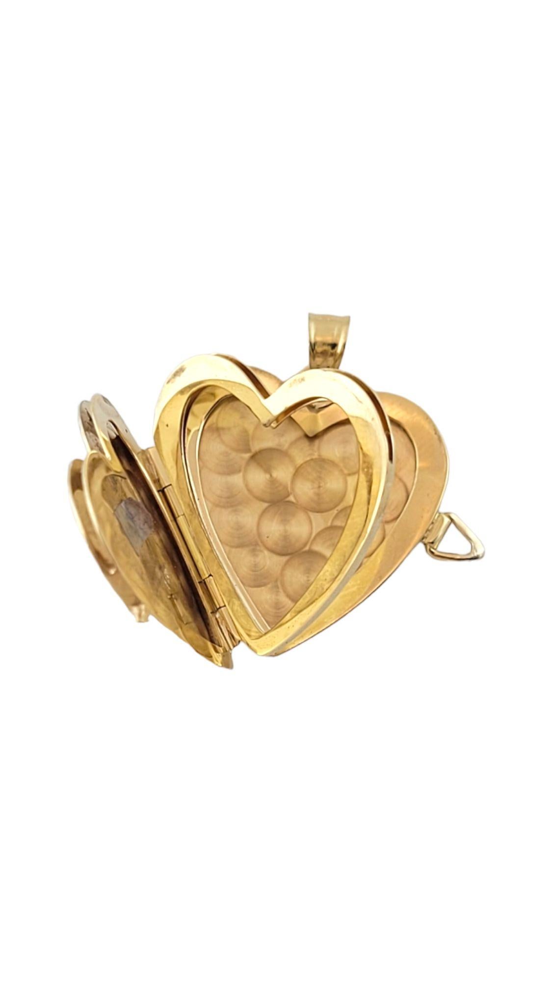 14K yellow Gold Multi Layer Heart Locket Pendant #14622 For Sale 2