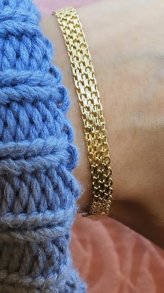 Bracelet rétro des années 1960 en or jaune 14 carats, à plusieurs rangées, de style mailles tressées fantaisie