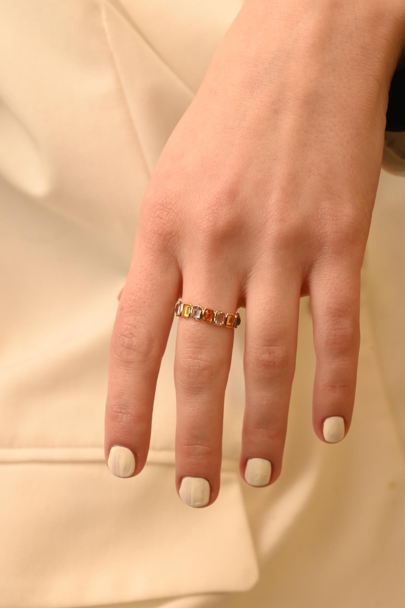 For Sale:  14k Yellow Gold Multi Sapphire and Tanzanite Two-in-one Eternity Band Ring 2