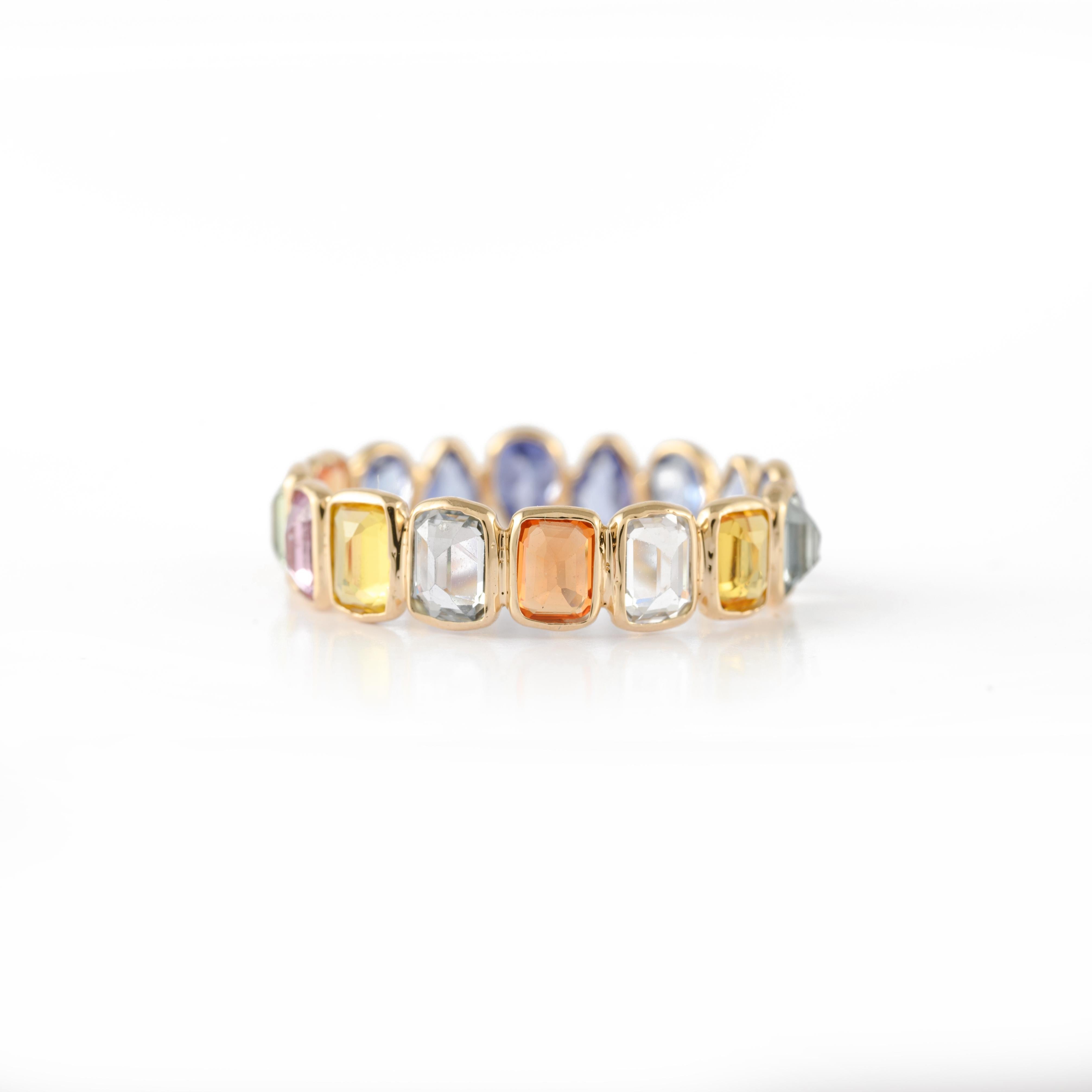 For Sale:  14k Yellow Gold Multi Sapphire and Tanzanite Two-in-one Eternity Band Ring 4