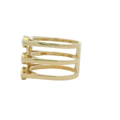 14K Yellow Gold Multi-Shape Diamond Bezel Set 3-Row Squared Off Ring In Stock