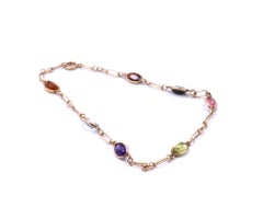 14 Karat Yellow Gold Multi-Stone Ankle Bracelet