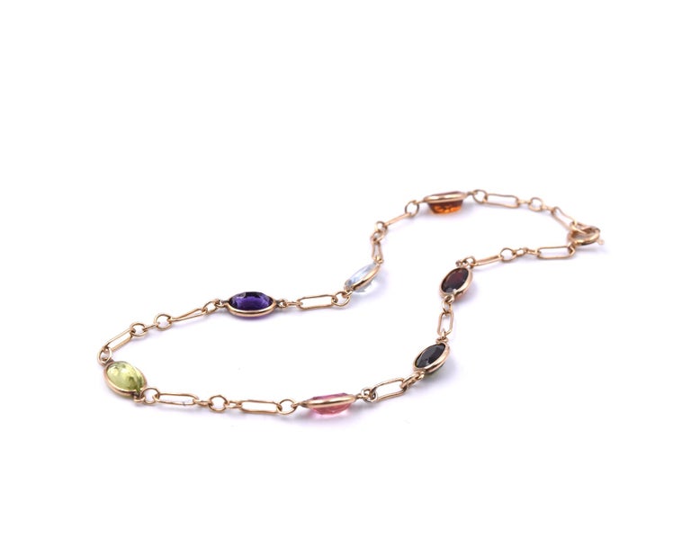 14 Karat Yellow Gold MultiStone Ankle Bracelet at 1stDibs 14 karat