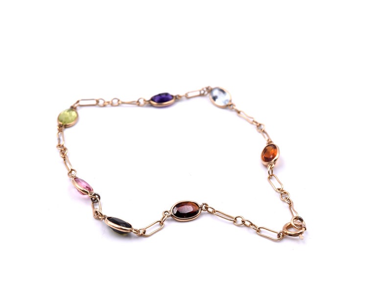 14 Karat Yellow Gold MultiStone Ankle Bracelet at 1stDibs 14 karat