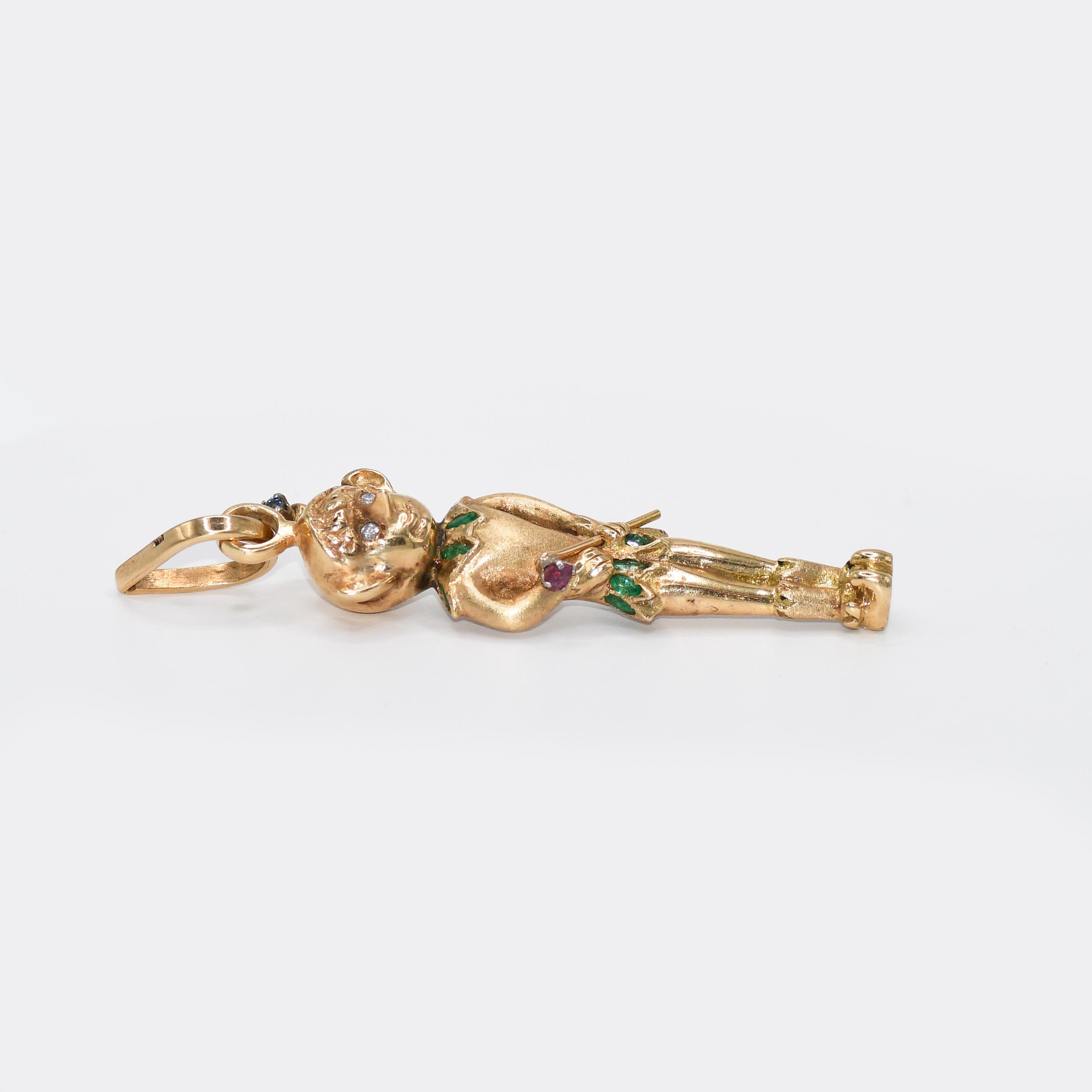 Femenino o masculino Colgante Elfo Oro Amarillo 14K Multi Piedras, 30.7gr en venta