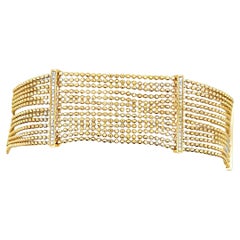 14K Yellow Gold Multi-strand Diamond Bracelet, Adjustable Length, Lobster Lock