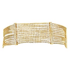 14K Yellow Gold Multi-strand Diamond Bracelet, Adjustable Length, Lobster Lock