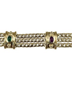 Bracelet à plusieurs rangs en or jaune 14 carats avec pierres précieuses n° 25493