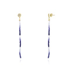 14K Gelbgold Multicolor Saphir Tropfen Ohrringe Diamant Akzente