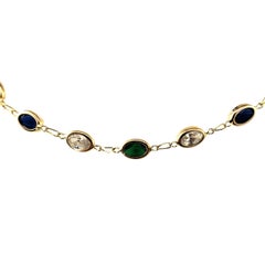 14K Yellow Gold Multicolor Stone Ankle Bracelet #23487