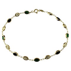 Bracelet de cheville en or jaune 14K avec pierres multicolores #23487